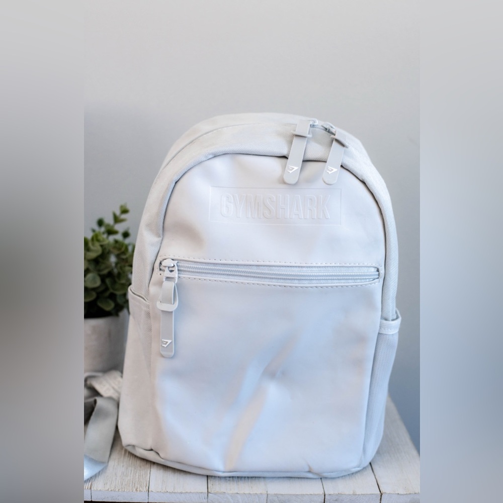Gymshark White Minimalist Backpack with Front Zip Pocket